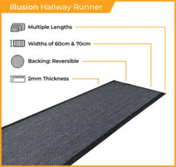 Illusion Indoor/outdoor Hallway Runner Rug - Durable, Reversible & Hardwearing Carpet For Home Or Garden - thumbnail 2