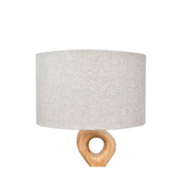 Solid Wood Floor Lamp With Fabric Shade And Sculptural Base Natural Finish - thumbnail 3