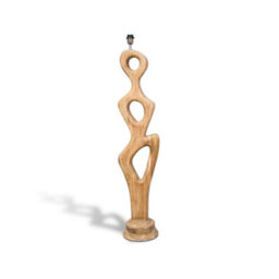 Solid Wood Floor Lamp With Fabric Shade And Sculptural Base Natural Finish - thumbnail 2
