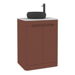 Royal Bathrooms Venice 600mm Terracotta Clay Freestanding Bathroom Countertop Vanity Unit 2 Door With Milan Black Basin - thumbnail 7