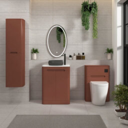 Royal Bathrooms Venice 600mm Terracotta Clay Freestanding Bathroom Countertop Vanity Unit 2 Door With Milan Black Basin - thumbnail 4