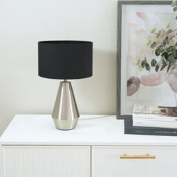 Valuelights Jax Silver Metal Touch Dimmer Table Lamp With Black Drum Shade - thumbnail 4