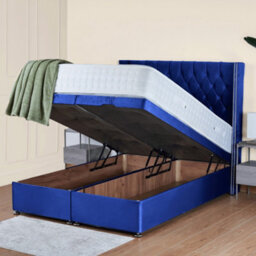 UKBEDFURNITURE Francesca Plush Blue End Opening Divan Ottoman Bed With 54 Inch Headboard & 10 Inch Orthopaedic Mattress - thumbnail 2