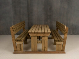 Arbor Garden Solutions Alders Wooden Picnic Bench And Table Set, Rounded Outdoor Dining Set With Backrest (8Ft, Rustic Brown) - thumbnail 5