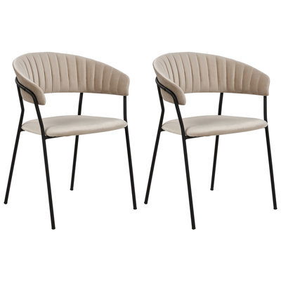 Beliani Set Of 2 Dining Chairs Mariposa Velvet Taupe - image 1