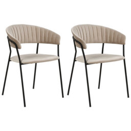 Beliani Set Of 2 Dining Chairs Mariposa Velvet Taupe - thumbnail 1
