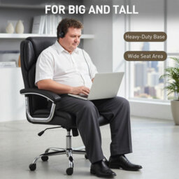 Homcom Office Chair 180Kg, High Back Desk Chair With Spring Cushion, Black - thumbnail 7
