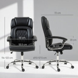 Homcom Office Chair 180Kg, High Back Desk Chair With Spring Cushion, Black - thumbnail 3
