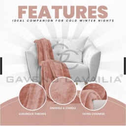 Gc Gaveno Cavailia Luxury Faux Fur Throw 200X240 Cm Blush Pink Fleece Blanket For King Bed & Sofa Bed - thumbnail 2