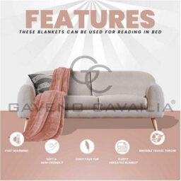 Gc Gaveno Cavailia Luxury Faux Fur Throw 200X240 Cm Blush Pink Fleece Blanket For King Bed & Sofa Bed - thumbnail 3