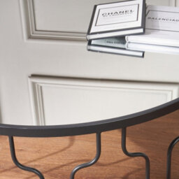 Pacific Lifestyle Mirrored Glass Round Coffee Table With Art Deco Graphite Metal Frame 80Cm, Caprisse - thumbnail 5