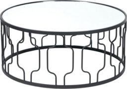 Pacific Lifestyle Mirrored Glass Round Coffee Table With Art Deco Graphite Metal Frame 80Cm, Caprisse - thumbnail 2