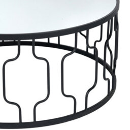 Pacific Lifestyle Mirrored Glass Round Coffee Table With Art Deco Graphite Metal Frame 80Cm, Caprisse - thumbnail 9