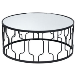 Pacific Lifestyle Mirrored Glass Round Coffee Table With Art Deco Graphite Metal Frame 80Cm, Caprisse - thumbnail 8