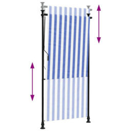 Berkfield Outdoor Roller Blind Blue And White 120X270 Cm Fabric&steel - thumbnail 6