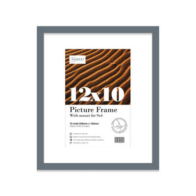 "12X10"" Grey Frame With Mount For 9X6"" Pictures 20mm Thin Edge Portrait And Landscape Display With Wall Hooks And Kickstand" - image 1