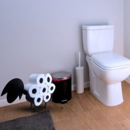 Finetree Sheep Toilet Roll Holder Black Free Standing Novelty Toilet Paper Stand Bathroom Decor - thumbnail 6