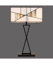 Lighting Supermarket Art Deco Tiffany Style Rectangular Glass Table Lamp - Ivory - Grey - Modern - thumbnail 6