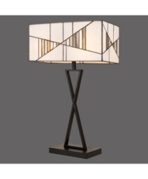 Lighting Supermarket Art Deco Tiffany Style Rectangular Glass Table Lamp - Ivory - Grey - Modern - thumbnail 5