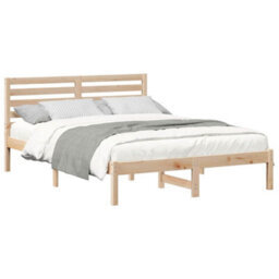 Berkfield Modern With Headboard Brown 140 X 190 Cm Solid Pine Wood - thumbnail 3