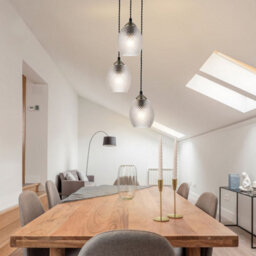 Cosylyte Lorne 3 Light Modern Faceted Glass Pendant Light - Matt Black Base - thumbnail 2