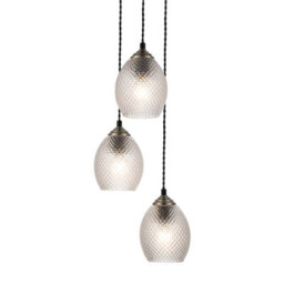 Cosylyte Lorne 3 Light Modern Faceted Glass Pendant Light - Matt Black Base - thumbnail 4