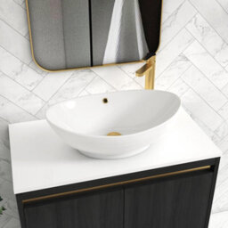 Royal Bathrooms Orion 800mm Hale Black Floor Standing Plain White Countertop Vanity Unit 2 Drawer With Amaze Basin & Brushed Brass Accent Trim - thumbnail 5