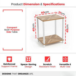 2 Tier Modern Wood Side Table Coffee Table Bedside Shelf For Bedroom Office - thumbnail 2