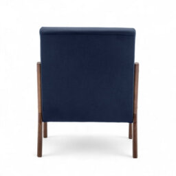Navy Blue Wooden Accent Chair For Living Room Hertford - Soft Velvet Fabric - Flat Pack - thumbnail 7