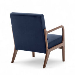 Navy Blue Wooden Accent Chair For Living Room Hertford - Soft Velvet Fabric - Flat Pack - thumbnail 6