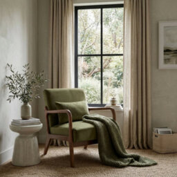 Navy Blue Wooden Accent Chair For Living Room Hertford - Soft Velvet Fabric - Flat Pack - thumbnail 9