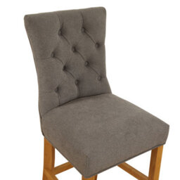 The Furniture Market Chester Grey Fabric Button Back Bar Stool Natural Oak Legs Quilted Deep Button Upholstery Kitchen Counter Height - thumbnail 6