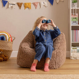 Icon Kids Natalia Teddy Berber Fleece Armchair Bean Bag, Mocha Brown - thumbnail 2