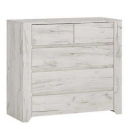 Wyld Haus Norwich Aged Effect Soft Grey Wood Veneer 5-Drawer Chest - thumbnail 3