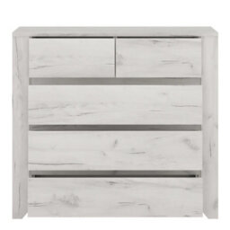 Wyld Haus Norwich Aged Effect Soft Grey Wood Veneer 5-Drawer Chest - thumbnail 4