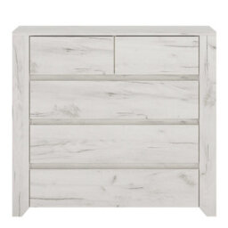 Wyld Haus Norwich Aged Effect Soft Grey Wood Veneer 5-Drawer Chest - thumbnail 2
