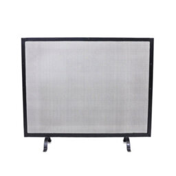 Charles Bentley Aspen Fireguard Contemporary Iron Silver Mesh Black Boarder Matte Finish - thumbnail 3