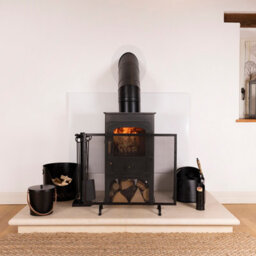 Charles Bentley Aspen Fireguard Contemporary Iron Silver Mesh Black Boarder Matte Finish - thumbnail 2