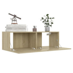 Walplus Tv Cabinets 4 Pcs Sonoma Oak 100X30X30 Cm Engineered Wood - thumbnail 4
