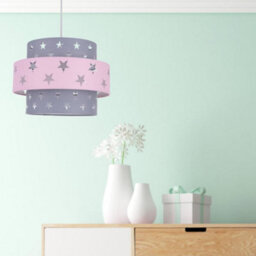 First Choice Lighting Pair Of Pink And Grey Star Two Tier Light Shades - thumbnail 4