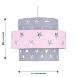 First Choice Lighting Pair Of Pink And Grey Star Two Tier Light Shades - thumbnail 5