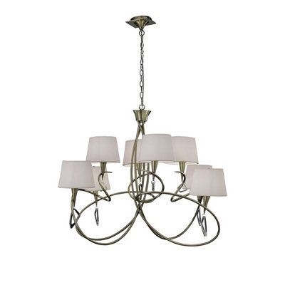 Luminosa Lighting Luminosa Mara Pendant 2 Tier 8 Light E14, Antique Brass Ivory White Shades - image 1