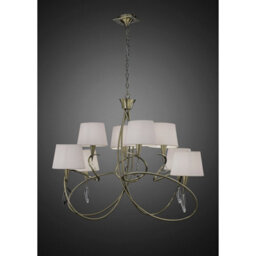 Luminosa Lighting Luminosa Mara Pendant 2 Tier 8 Light E14, Antique Brass Ivory White Shades - thumbnail 2
