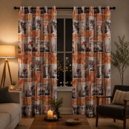 "Smart Living Selfie Animal Curtains Pair With Tie Backs - Dog Urban Print- Multi - 66""x72""" - thumbnail 2
