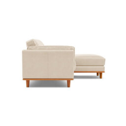 Valencia Artisan Top Grain Leather Three Seats With Right Chaise Sofa Beige Alder Wood Legs And Frame - thumbnail 8