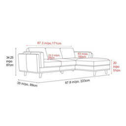Valencia Artisan Top Grain Leather Three Seats With Right Chaise Sofa Beige Alder Wood Legs And Frame - thumbnail 3