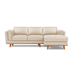Valencia Artisan Top Grain Leather Three Seats With Right Chaise Sofa Beige Alder Wood Legs And Frame - thumbnail 7