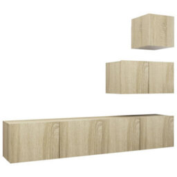 Berkfield 4 Piece Tv Cabinet Set Sonoma Oak Engineered Wood - thumbnail 2