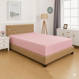 25Cm Deep Fitted Bed Sheet Pink Super Soft Polyester Microfiber, Breathable & Wrinkle Resistant - thumbnail 1