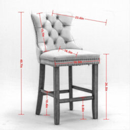 HomeTouch Set Of 4 Velvet Bar Stools Kitchen Breakfast Stools With Wooden Legs Blue - thumbnail 9